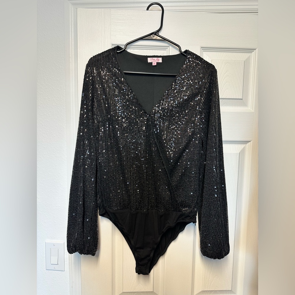 Pink Lily sequin bodysuit